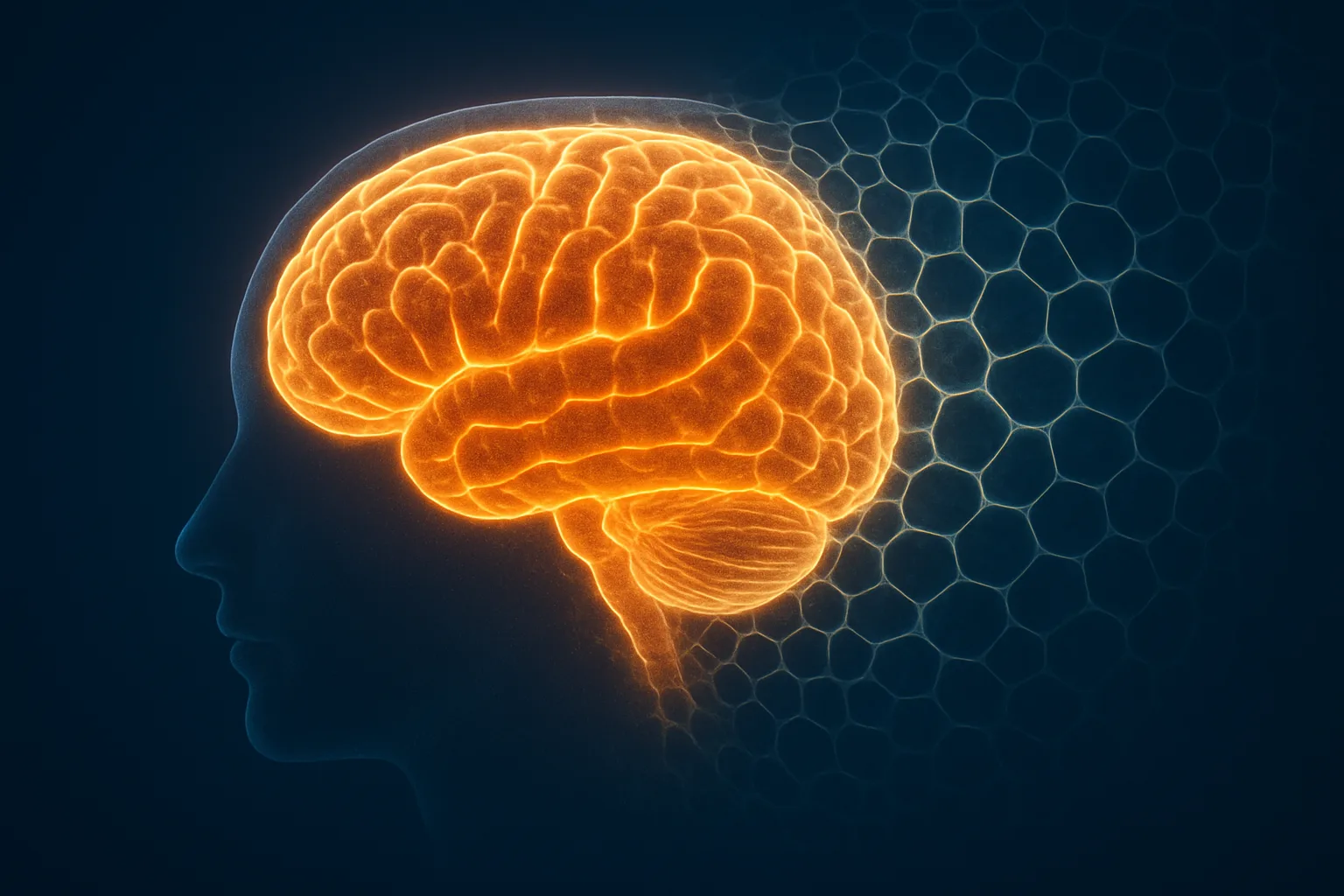 뇌 신경세포와 인지질의 결합 원리를 과학적 구조 모델로 시각화한 그래픽입니다.