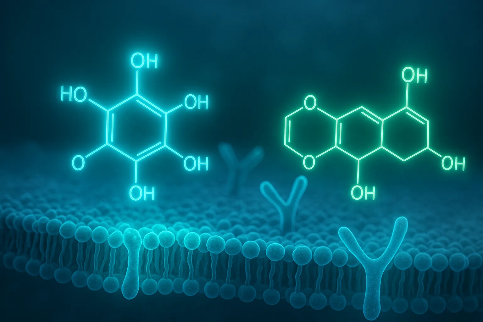 콩의 주요 유효 성분이 세포 수용체와 결합하여 포도당 흡수와 혈당 조절을 돕는 과학적 과정입니다.