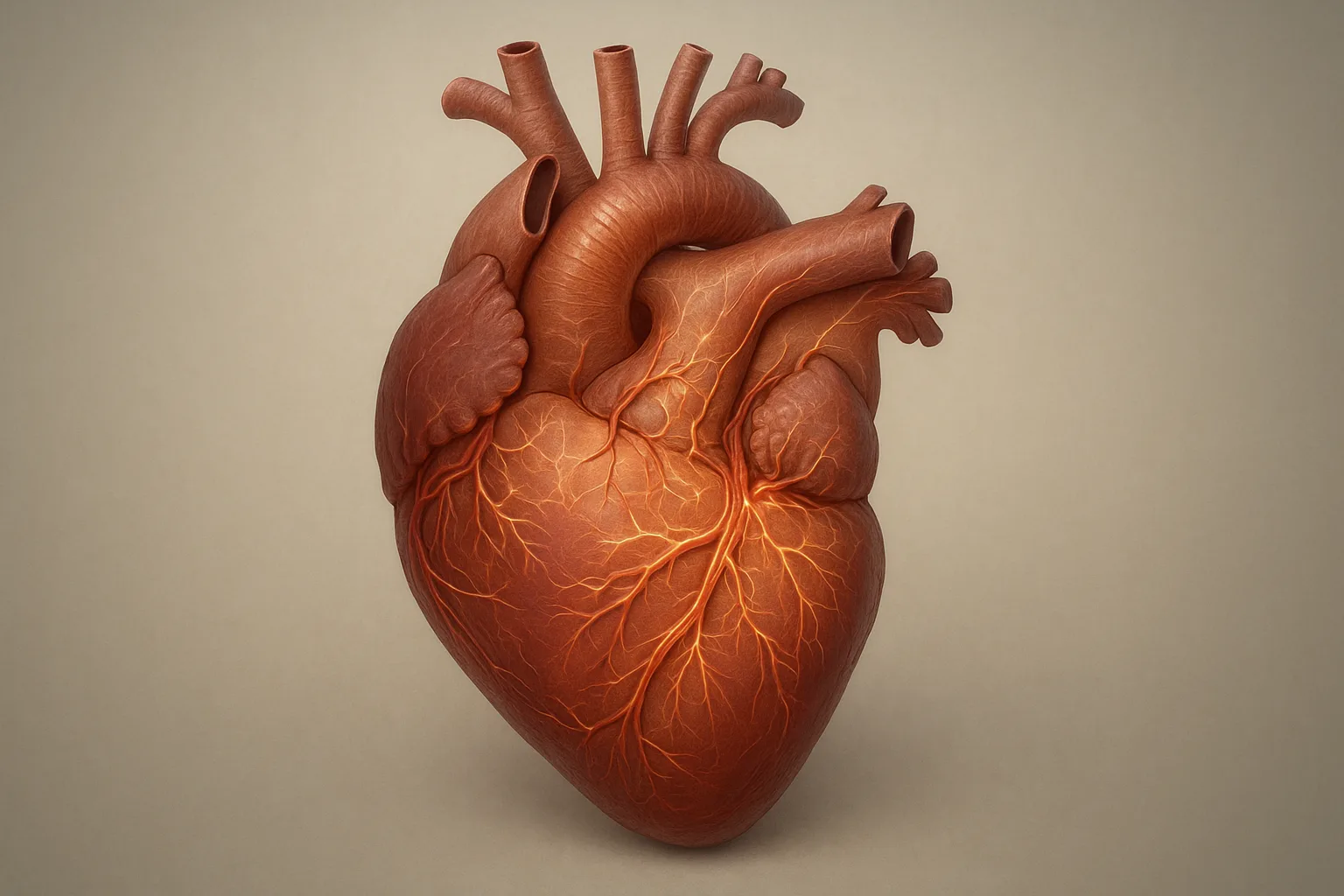 안정적인 심장 박동과 혈관의 흐름을 나타내는 해부학적 일러스트레이션입니다.