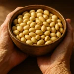 관절 건강에 도움을 주는 신선한 콩을 들고 있는 중장년층의 손