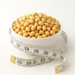 나잇살 감소와 기초대사량 증가에 도움을 주는 신선한 콩과 줄자입니다.